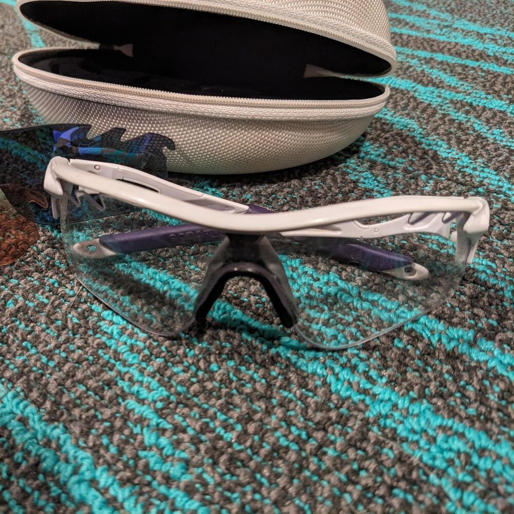 Oakley Radar Lock Path - White / Purple - Good Frame - Dirty and Scratched Lens